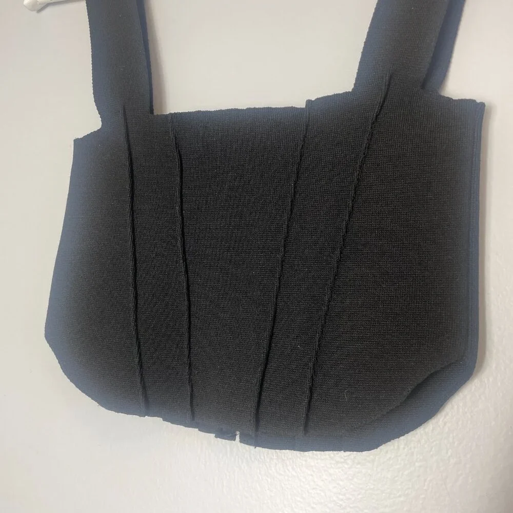 Zara Black Knit Corset Bustier Top Size Small Summer Party Contemporary - Picture 5 of 11